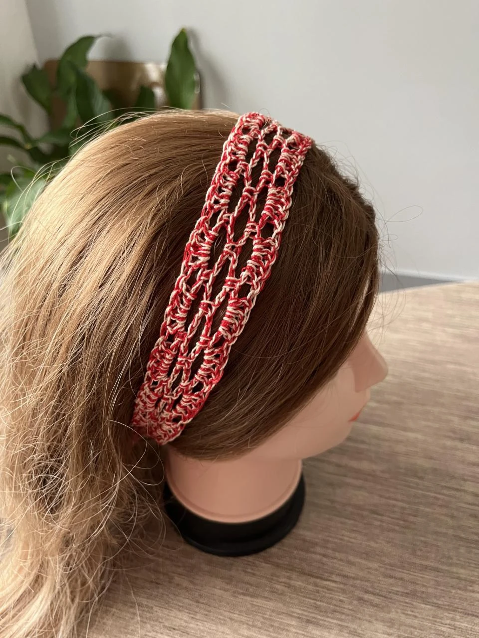 Bandeau Serre tête Headband Stirnband Hoofdband Venda Coton Rouge Beige Taille u